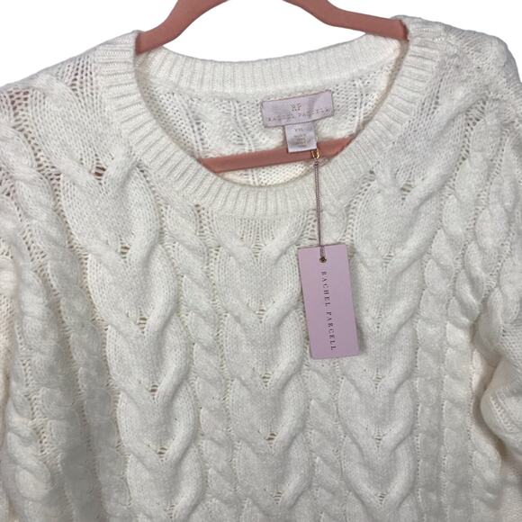 Rachel Parcell Cable Knit Crewneck Sweater White Size XXL - Picture 10 of 10